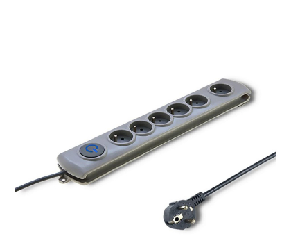 Listwa zasilająca QOLTEC Quick Switch, 6 gniazd, 1,8m, szara 50165